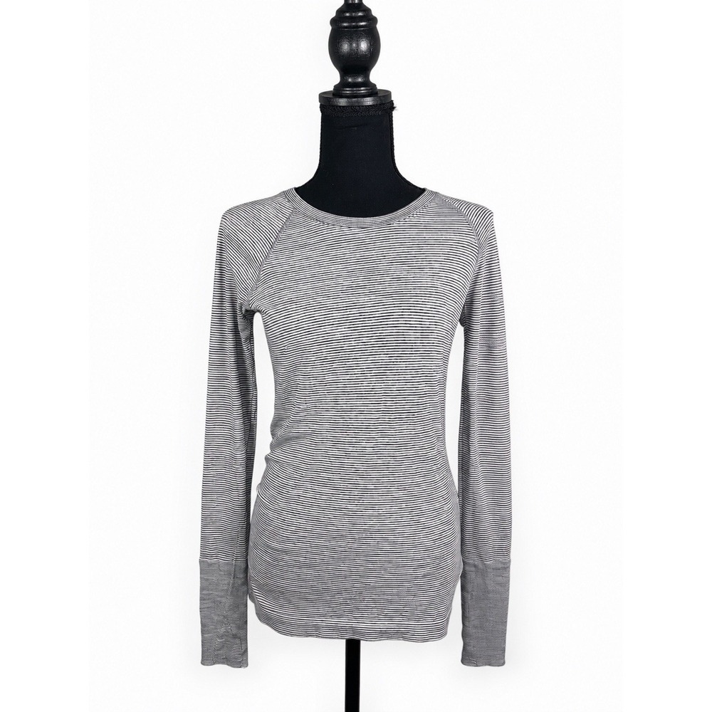 lululemon swiftly tech long 6 black white stripe